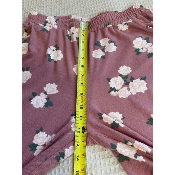 BP. By Nordstrom Floral Cozy Soft Pink Wide Leg Elastic Waist Lounge Pants Med - Picture 6 of 11